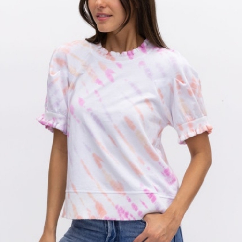 NWT DESIGN HISTORY Sweater Trim Tie Dye Top